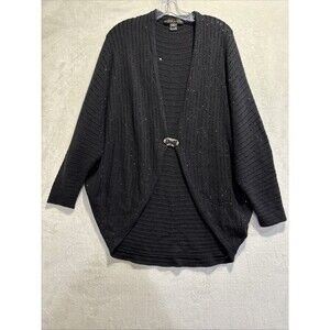 Ralph Lauren Black Label Cardigan Beaded Sweater Art Deco Clasp Women's Large